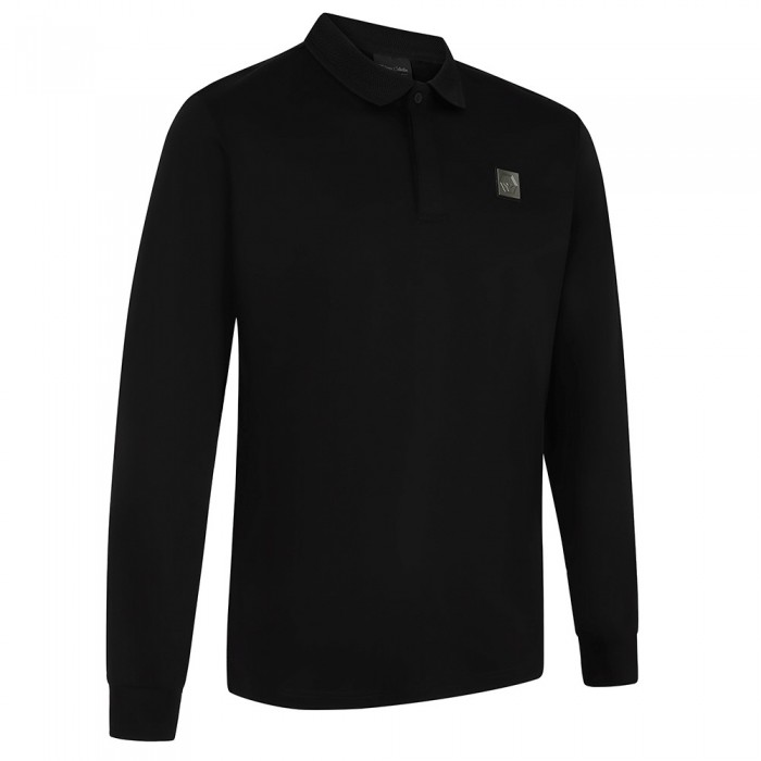 Molineux Long Sleeve Textured Collar Polo - Black