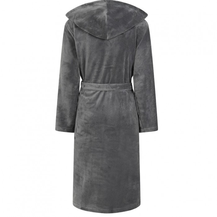 Tonal Crest Dressing Gown - Light Grey - Womens