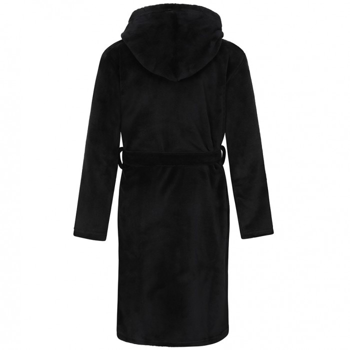 Tonal Crest Dressing Gown - Black - Kids