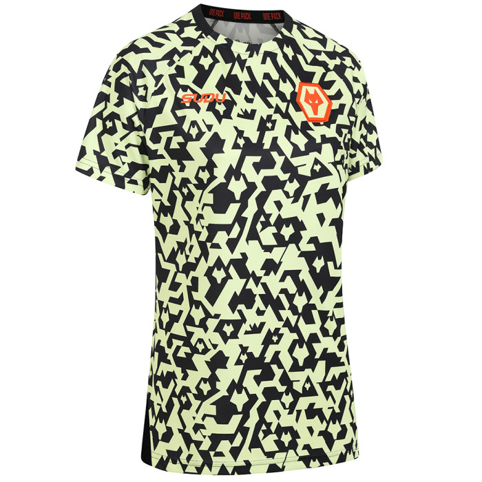 2024-25 Pre Match T-Shirt - Black/Lime - Womens