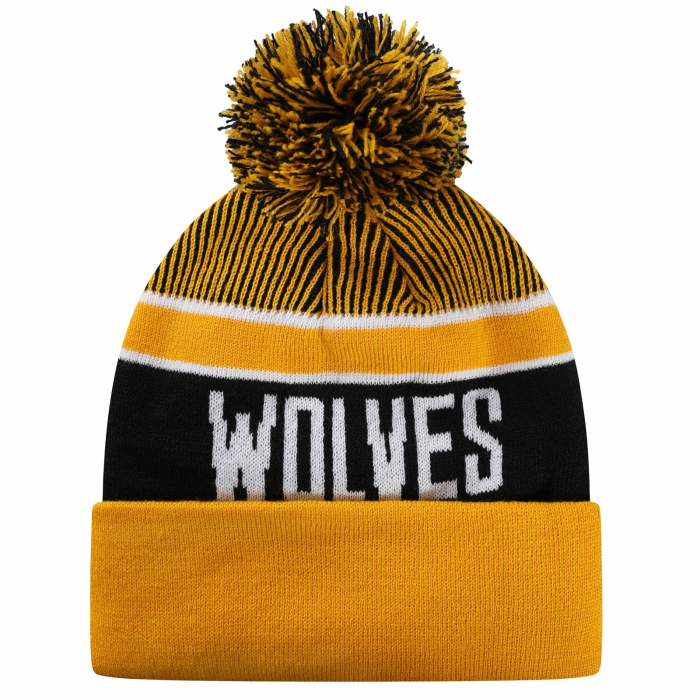 Text Stripe Bobble Hat - Black - Kids