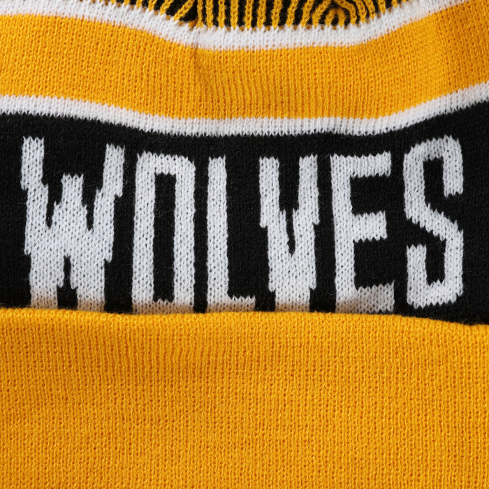 Text Stripe Bobble Hat - Black - Kids