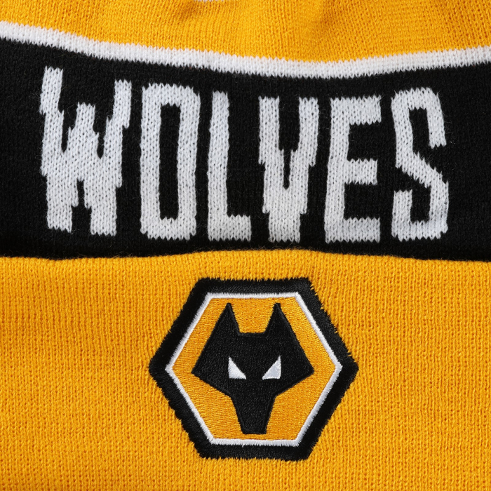 Text Stripe Bobble Hat - Black - Kids