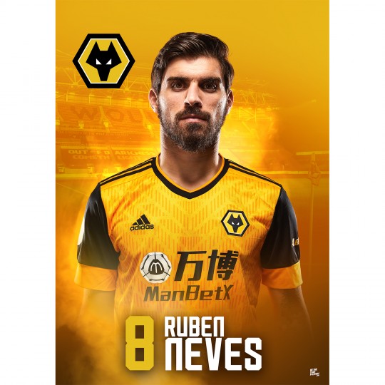 Ruben Neves Wolves FC A3 Poster 20/21