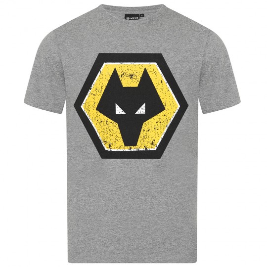 Wolves Distressed Crest T-Shirt - Grey
