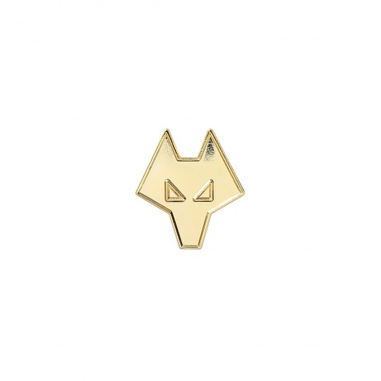 Gold Wolf Head Pin Badge
