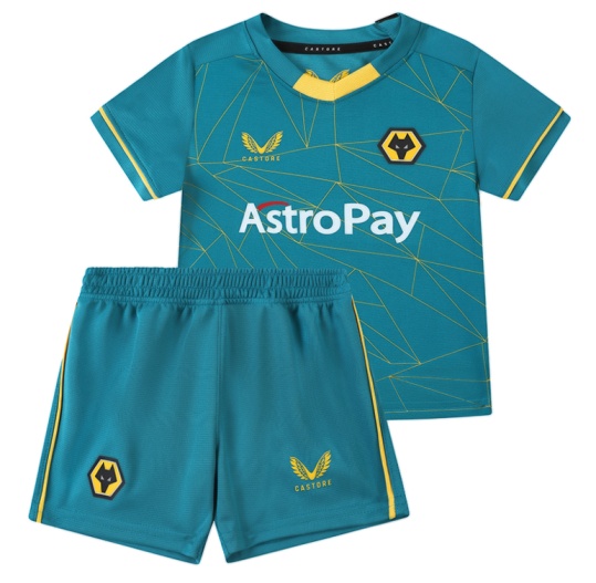2022-23 Wolves Away Baby Kit
Be Part of the Pack with the 2022-23 Wolves Away Baby Kit

Contains Shirt, shorts and socks for any little Wolves Fan.
Features our new club sponsor AstroPay on front of shirt
Shirt and Shorts: 100% Polyester
Socks: Polyamide 98%, Elastane 2%
Available in 3-6 Months to 12-18 Months

 
