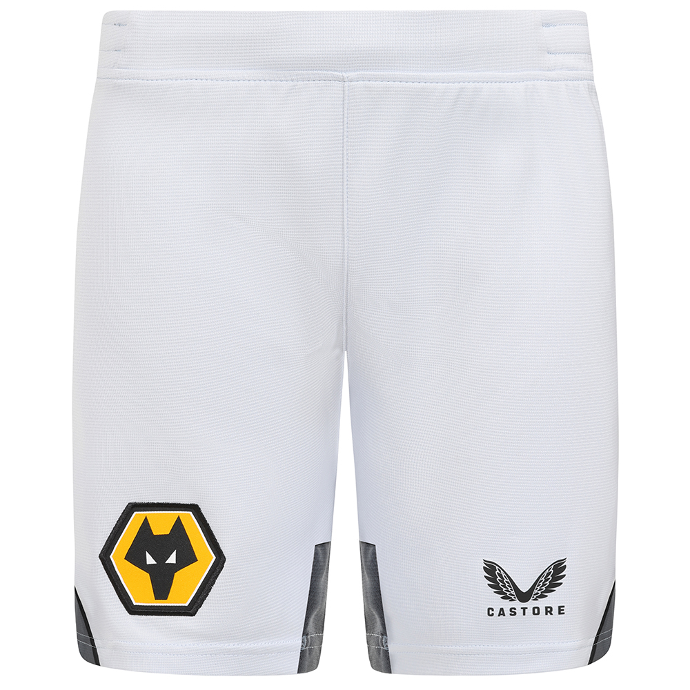 2022-23 Wolves 3rd Shorts - Junior
Be Part Of the Pack, with the 2022-23 Wolves Third Shorts and show your pride on the street and in the stands.

Contrast hem panel to mimic the shirt
Features Wolves coloured crest and Castore logo on legs
Drawstring fastening
100% Polyester

