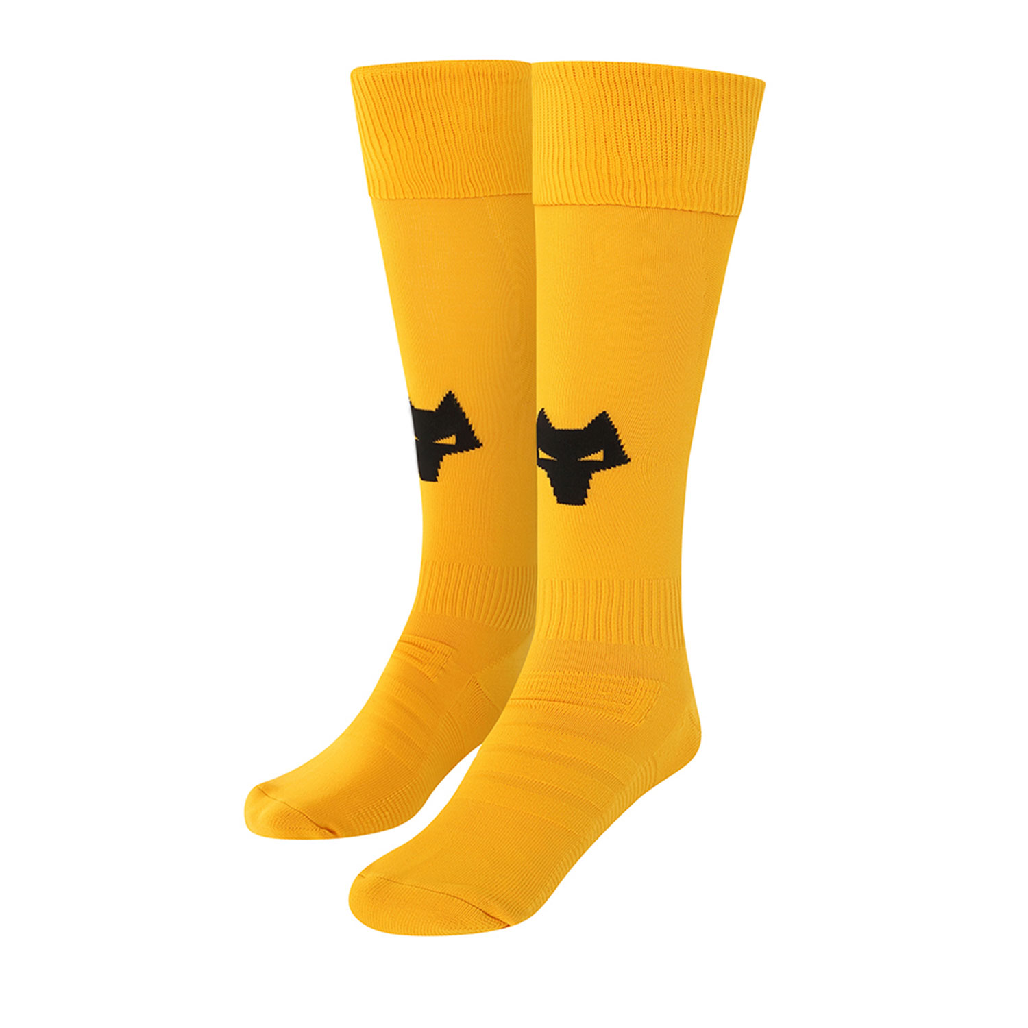 2022-23 Wolves Home Socks - Adult
Featuring a Wolves head incorporated into front and centre of the sock, to show prominently on and off field.

Polyamide 98%
Elastane 2%
