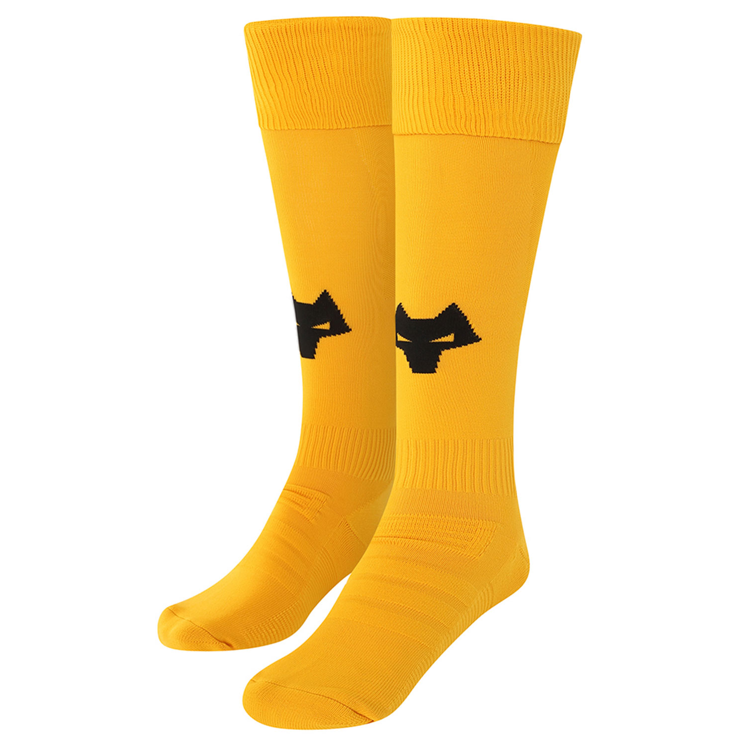 2022-23 Wolves Home Socks - Junior
Featuring a Wolves head incorporated into front and centre of the sock, to show prominently on and off field.

Polyamide 98%
Elastane 2%
