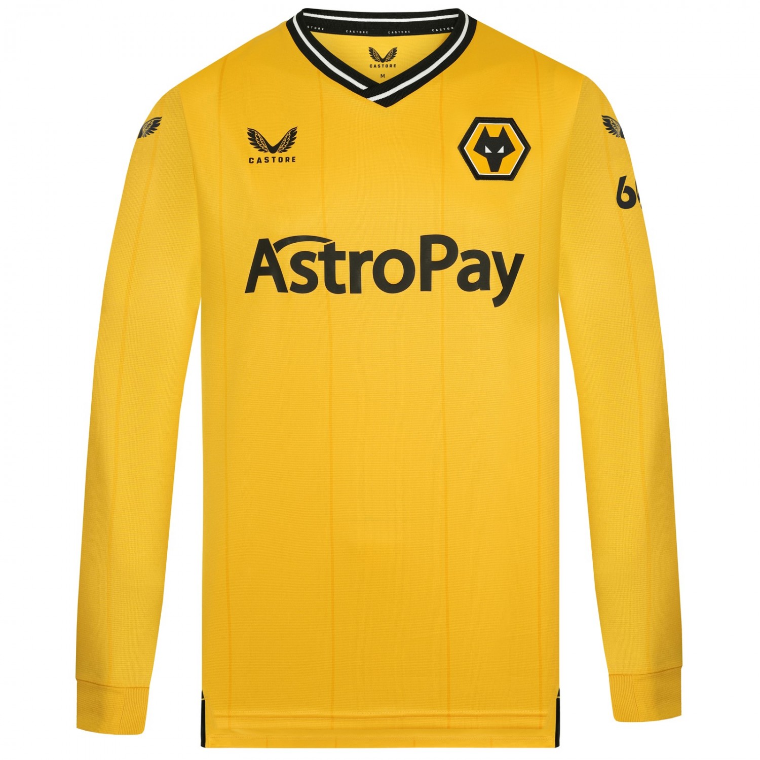 2023-24 wolves home shirt - l/s - adult
get your game face on with the 2023-24 wolves home shirt - long sleeve.
Made from 100% Polyester material, this shirt is designed to provide a comfortable fit while keeping you looking stylish during the match.
with its long sleeves and classic home shirt design, youll be comfortable during the cooler weather.
the shirt features a striking gold base and the iconic club crest proudly displayed on the chest partnered with a tapered collar in a sleek and modern design.Perfect for match days or casual everyday wear, this shirt is a must-have for any wolves fan.
