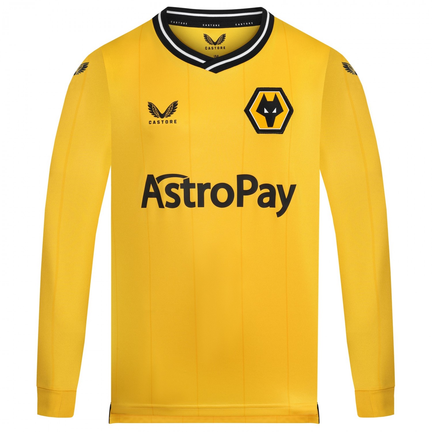 2023-24 wolves home shirt - l/s - junior
this 2023-24 wolves home shirt is a must have for any young fan's wardrobe.
Made from 100% polyester fabric, this long-sleeve shirt is designed for all-day comfort.Featuring the iconic wolves crest and castore logo, this shirt is an excellent way for young supporters to show off their team pride.
the design for this shirt has been carefully crafted combining classic elements of the club's history with modern design features. 
this wolves home shirt is available in sizes to fit junior fans of all ages, and the long sleeves make it perfect for cooler weather. 
it is designed to be worn both at home and on match days in the stadium, making it a versatile and essential part of any young wolves fans' wardrobe.
and