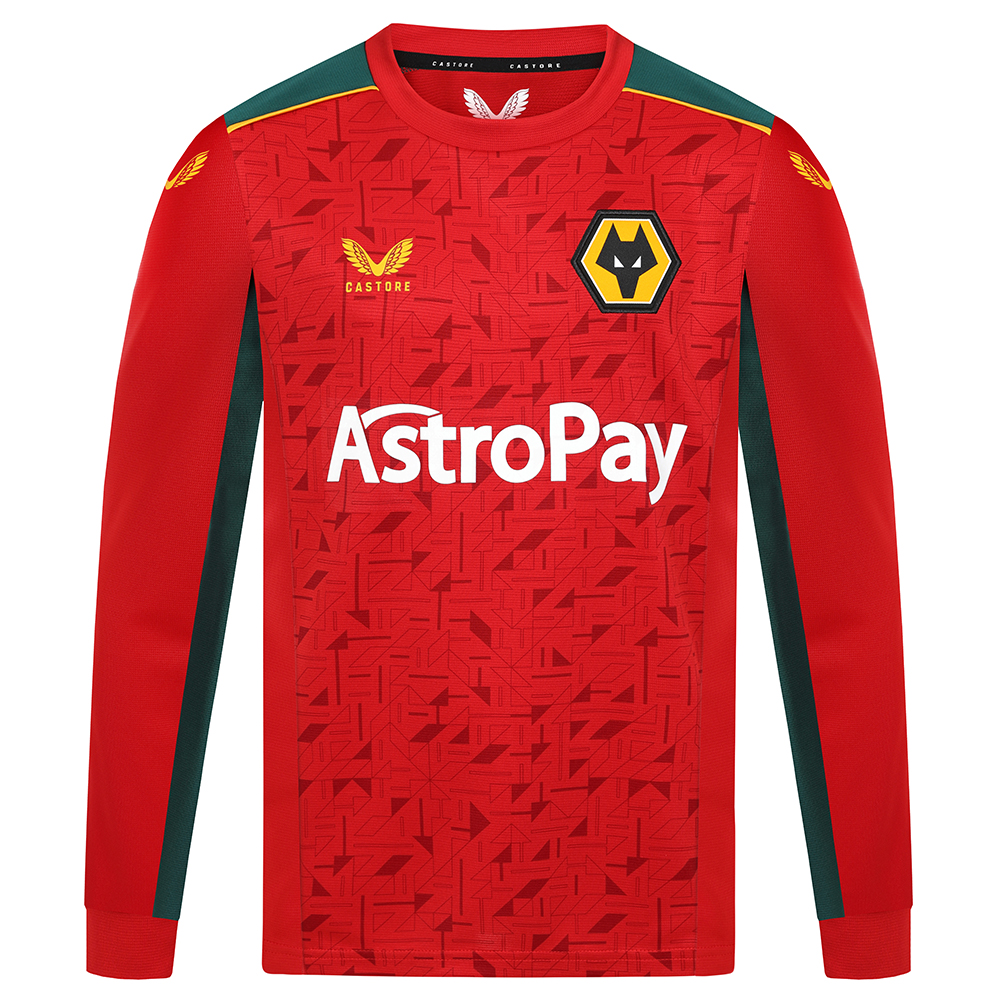 2023-24 wolves away shirt - l/s - junior
introducing the 2023-24 wolves away shirt - junior -long sleeve, the ultimate addition to your young fan's sportswear collection!
this sleek and stylish shirt from our away kit collection is made from 100% Polyester material, ensuring durability, comfort and maximum wearer satisfaction.
Featuring a striking savvy red colourway, complete with the iconic wolves crest and castore logo, this shirt is the perfect way for young wolves fans to show their support for their favourite team.
the long sleeves offer additional coverage and warmth, making it perfect for cooler match days.whether worn to the stadium or in everyday life, this shirt is a must-have for junior wolves fans.