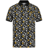 Adults Christmas Print Polo With Badge - Black