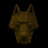 Gold wolf head sculpture