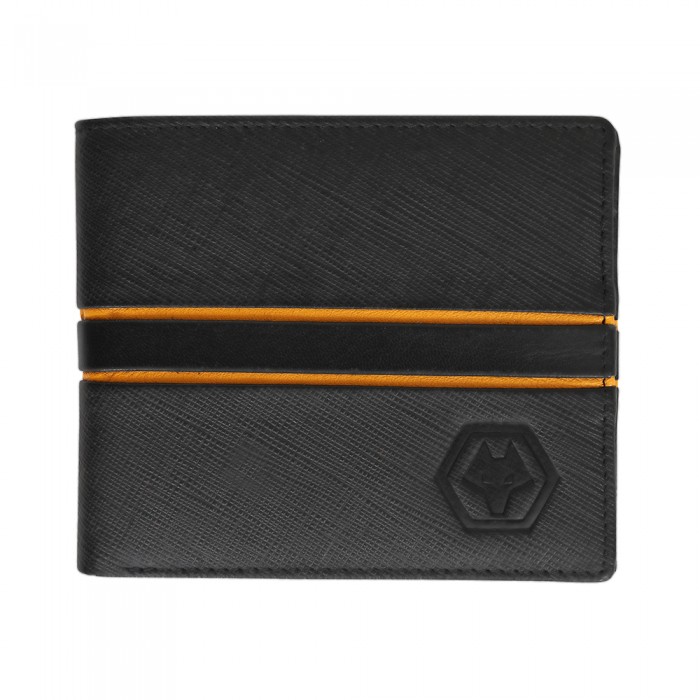 Leather Crest Stripe Wallet - Black/Gold