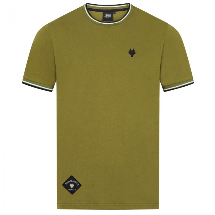 Terrace Tipped Cuff T-Shirt - Khaki Terrace Tipped Cuff T-Shirt - Khaki