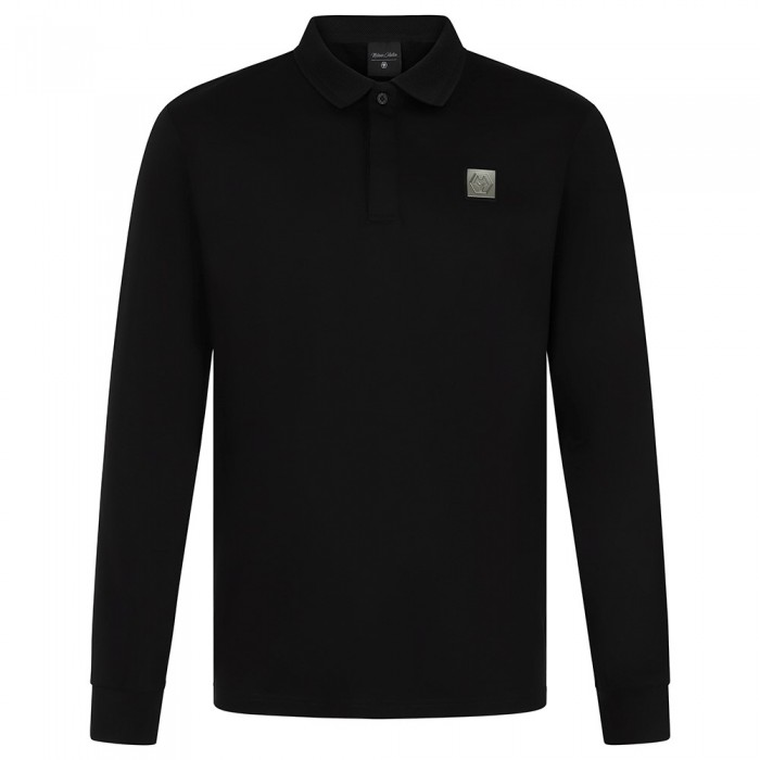 Molineux Long Sleeve Textured Collar Polo - Black Molineux Long Sleeve Textured Collar Polo - Black