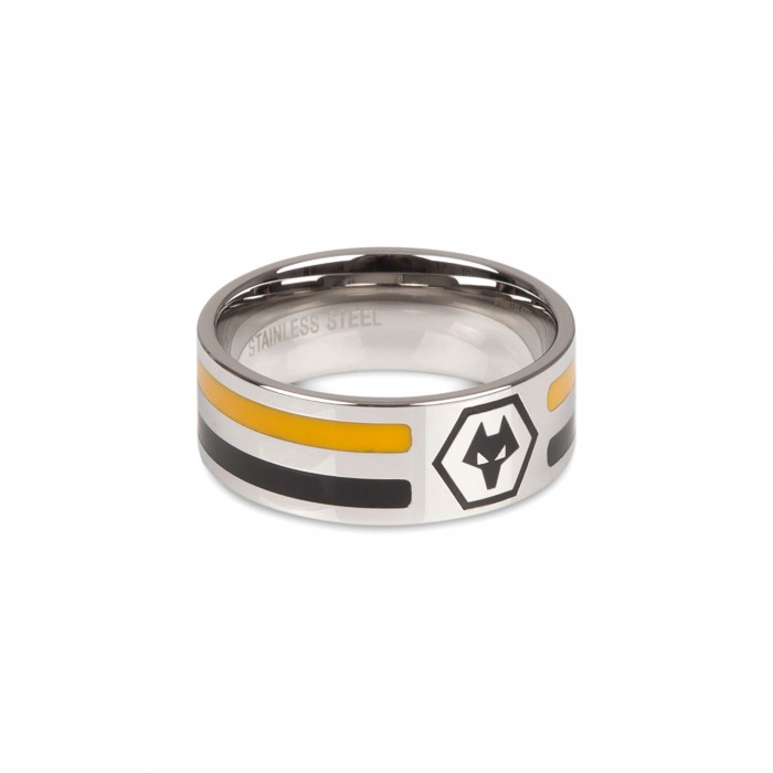 Gold and black striped silver Wolves ring