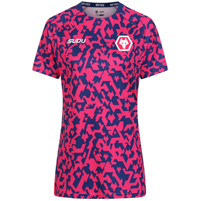 2024-25 Pre Match T-Shirt - Blue/Pink - Womens