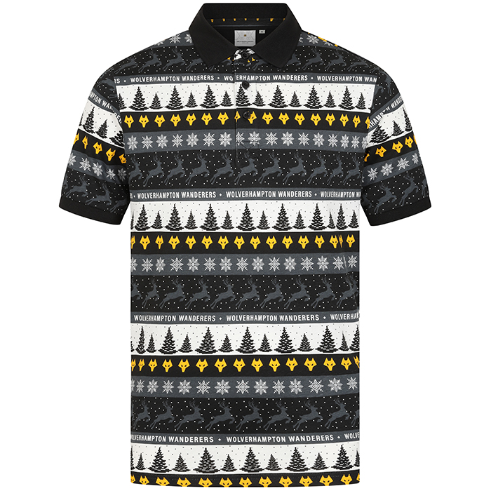 Christmas Print Polo - Adult - Navy